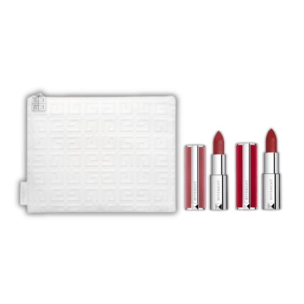 GIVENCHY 4G Logo Monogram Pouch white & Le Rouge lipstick 2pc bundle+2 skincare